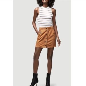FRAME Snap Suede Mini Skirt Brown Carmelo. Size 30/10 Retail $800 100 GOAT Suede